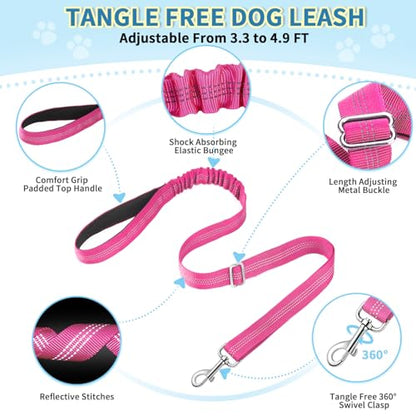 Lukovee No Pull Dog Harness and Leash Set, Soft Padded Small Dog Harness, Neck & Chest Adjustable Reflective Vest Puppy Harness with 4ft Lightweight Anti-Twist Dog Leash for Small Dogs (XS, Fuschia)