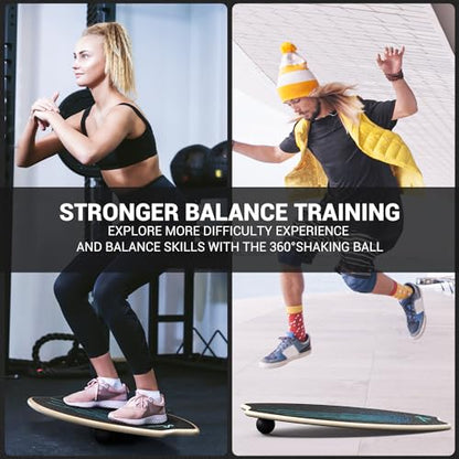Sportneer Balance Board - 7 Modes Wobble Board with Adjustable Stoppers - Exercise Balancing Stability Trainer for Improve Balance, Surf Trainer & Physical Therapy - Roller and 2.8'' Ball Included