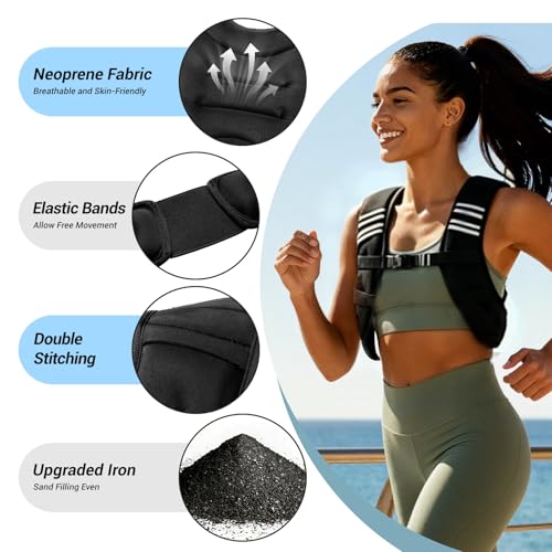 Weighted Vest, Adjustable Body Weight Vest with Reflective Stripe, 8/12/16/20lb for Men Women, Running Vest Woman for Strength Training, Workout, Jogging, Walking, Fitness Equipment, Gym, Muscle Building, Weight Loss, Weightlifting - size: 12LB