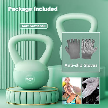 Soft Kettlebell for Women 5lb 10lb 15lb 20lb 25lb, Sand Filled Quiet Floor-Friendly Kettlebell, Anti-Slip Home Gym Fitness Equipment for Apartment Postpartum Recovery - color: 15 LB Green