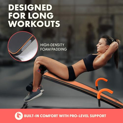 Adjustable Decline Sit-Up Bench for Abs with Handrail, Five Level Abdominal Bench for Core Training, Reverse Crunch Handle, Heavy-Duty Home Gym Sit Up Exercise Equipment for Core Muscles