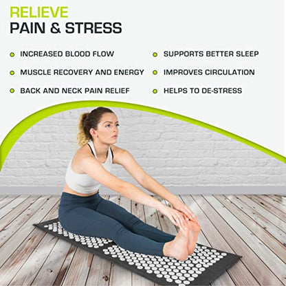 ProsourceFit Acupressure Mat and Pillow Set for Back/Neck Pain Relief and Muscle Relaxation - color: Black/White, size: XL