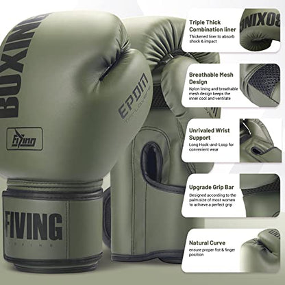 Boxing Gloves for Women - color: New Green, size: 14oz