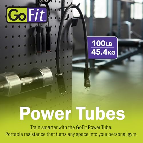 GoFit Resistance 100lbs Training Power Tubes – Heavy-Duty Exercise Bands for Strength, Stretching, Home Workouts, Yoga, Pilates, and Full Body Fitness, Black
