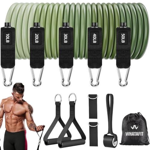 WHATAFIT Resistance Bands with Handles, 5-Level Exercise Bands for Workout - color: Green