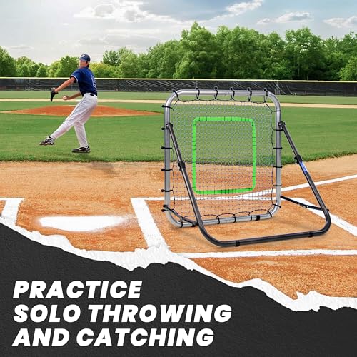 Portable Pro Rebounder Baseball Softball 3' x 3' Foldable Heavy Duty Pitch Back Bounce Trainer Adjustable Dual Rebound Modes (Predictable and Random)
