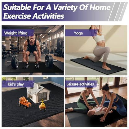 1/2 inch Thicked Gym Floor Mats (20 Sq Ft), 20 Tiles 12.6X12.6in High Density EVA Foam Gym Flooring for Home Gym, Weightlifting, Kids Play Area, Non-Slip, Free Splicing.