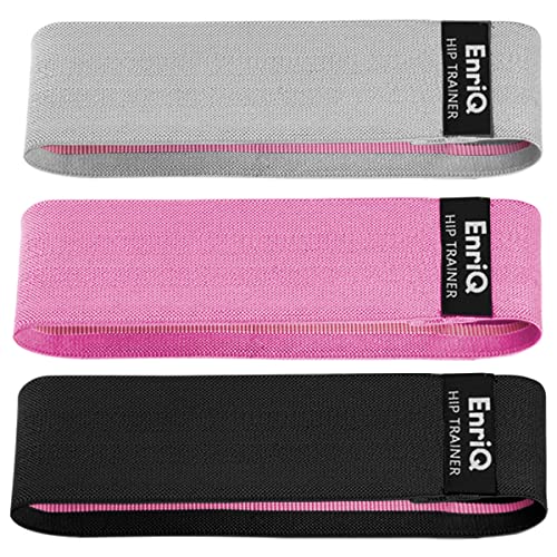 EnriQ Booty Bands Fabric Resistance Bands for Legs and Butt - Non Slip Cloth Hip Bands Elastic Workout Bands - Activate Glutes and Thighs - Made of Premium Elastic Fabric