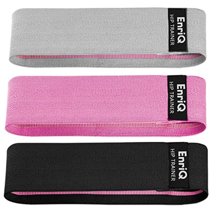 EnriQ Booty Bands Fabric Resistance Bands for Legs and Butt - Non Slip Cloth Hip Bands Elastic Workout Bands - Activate Glutes and Thighs - Made of Premium Elastic Fabric