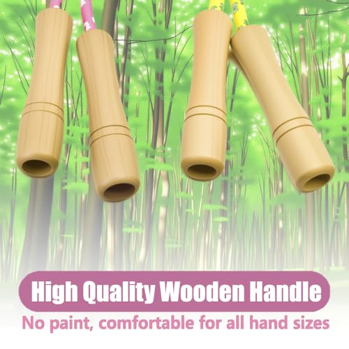 Jump Rope for Kids - Wooden Handle - Adjustable Cotton Braided Fitness Skipping Rope for Toddler Fitness Workout Exercise Outdoor Activity