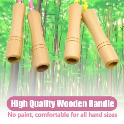 Jump Rope for Kids - Wooden Handle - Adjustable Cotton Braided Fitness Skipping Rope for Toddler Fitness Workout Exercise Outdoor Activity