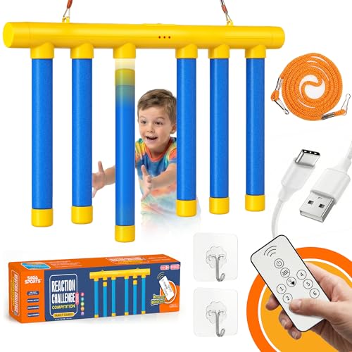 Reflex Drop Stick Game - Hand Eye Coordination Training Toy - Reaction Time Training Challenge with Remote and 3 Adjustable Speed Modes for Kids and Adults - Catch Falling Sticks Reflex Trainer Game