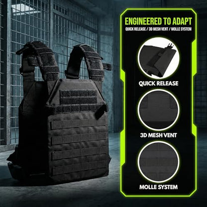 Greencity Weight Vest Adjustable Strength and Endurance Training, Tactical Vest Quick Release with Molle System, Fitness Workouts, Running