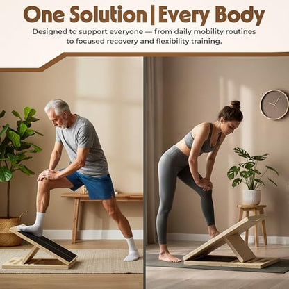 Slant Board for Plantar Fasciitis & Achilles Relief – Adjustable Wooden Incline Calf Stretcher for Ankle, Knee & Foot Therapy – Portable Stretch Board with Carry Bag & Loop Band