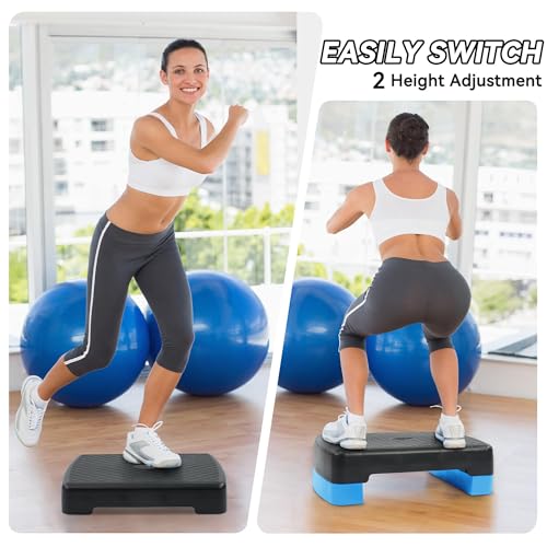 18" Aerobic Exercise Step Platform, Lightweight Portable Step Up Platform Trainer, Adjustable Height 3.9”5.9” for Home Gym