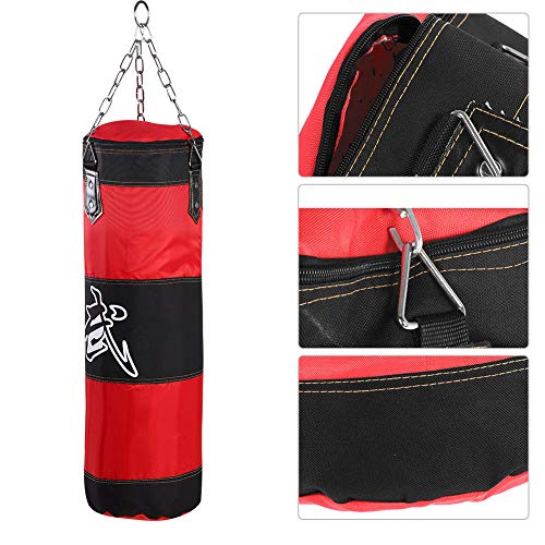Bnineteenteam Heavy Punching Bag,Training Boxing Bag with Chain for Adults Men Women(Empty) - color: Red, size: 80cm