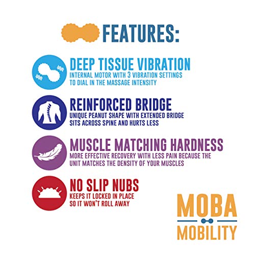 Moba Mobility Tool - Deep Tissue Massaging Vibrating Peanut - Fitness and Sports Recovery, Mobility, and Therapy Tool. Cordless, Rechargeable, 150 Min of Run Time with 3 Intensity Levels