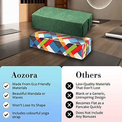 Aozora Yoga Bolster Pillow for Restorative Support & Meditation, Carry Handle & Strap Included, 8-Feet Length