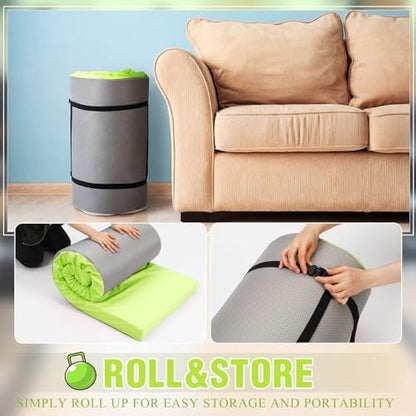 Lyrow 3 Inch 72"x 24" Thick Foldable Yoga Mat with Carry Strap, Non-slip Portable Foam Gym Mat for Yoga, Pilates and Stretching