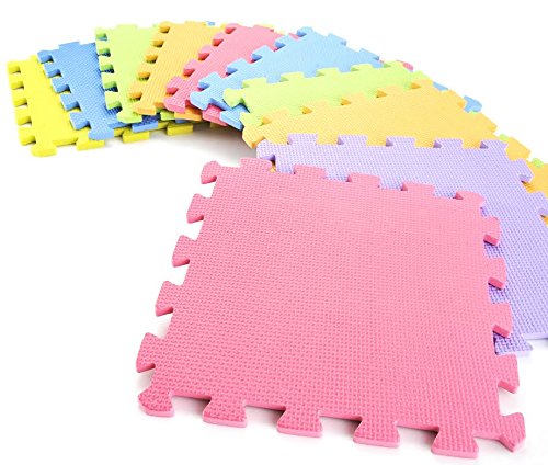 10-Piece Interlocking Floor Mats, Exercise Mat, Safety Play Floor Mat for Kids Tiles Cushions Soft Interlocking Exercise mats Garage Flooring Protector (10 Square Ft)