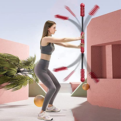 Fitness Bar, Elastic Resistance Exercise Bar for Strength Training - color: Red