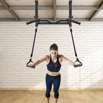 SELEWARE Heavy Duty Welded Pull Up Bar Wall/Joist/Ceiling Mount Chin Up Bar - color: F2: Black 24" Ceiling Mount Pull Up Bar