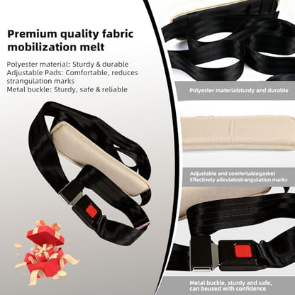 Mobilization Belt 2026 New with Adjustable Thick Cushioning Pad - Premium Mobilization Belt Physical Therapy, Designed for Physical Therapist Rehabilitation Therapy, Stretching (Black) - color: Black