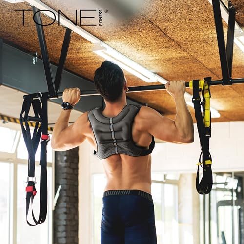 TONE Fitness 8LB Weighted Vest – Women’s & Men’s Workout Vest with Phone Pouch, Reflective Strips & Adjustable Fit for Walking, Running, Cardio & Strength Training | Gray/Blue - color: Gray