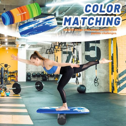 Balance Borad Sports Trainer-with Adjustable Stopper- Stability Board for Physical Therapy,Yoga,Surfing Training-Max Load 350lbs with Aiti- Slip Surface