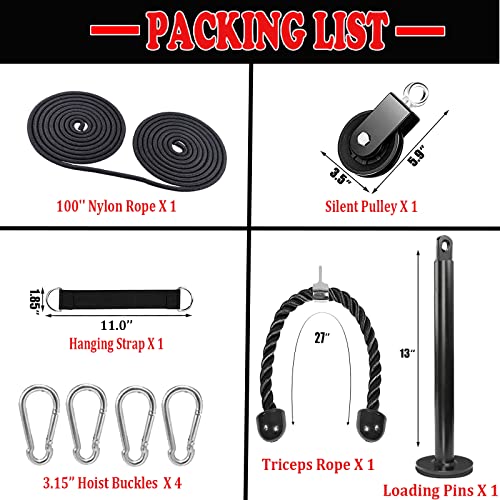 LAT Pulley System for Home Gym – Strength Training Fitness Equipment Cable Machine for Triceps, Biceps, Back & Shoulder Workouts - color: Triceps Rope