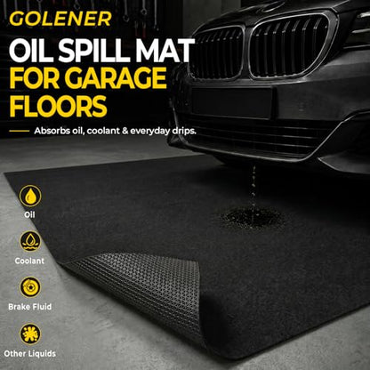 Oil Spill Mat - Garage Floor Mat, Absorbent Oil Pad, Premium Maintenance Mat, Waterproof, Contain Liquid, Protect Garage Surface from Spill & Stain, Reusable, Washable, Durable, Black, 29”x36”