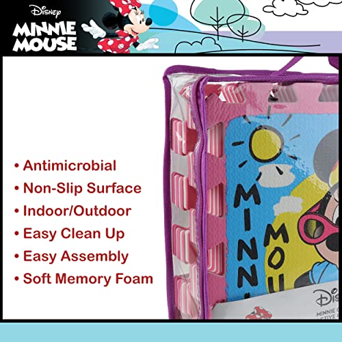Disney Minnie Mouse Daisy Duck EVA Foam Mat, Cool Summer Interlocking Flooring Tiles, Pink, 36 x 36 Inches