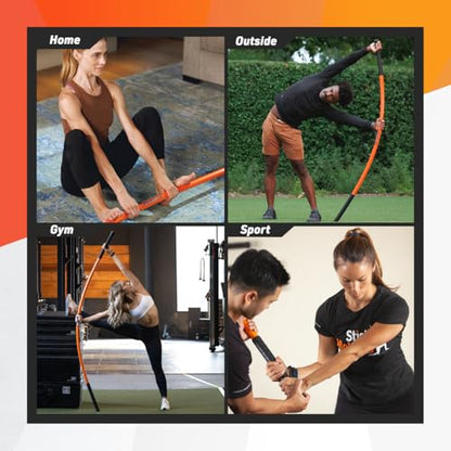 Stick Mobility 3 Stick Training Bundle | Mobility Stick to Improve Flexibility, Mobility, and Strength with Active Stretching for Golf, Running, Fitness, Pickleball, and More - color: Orange
