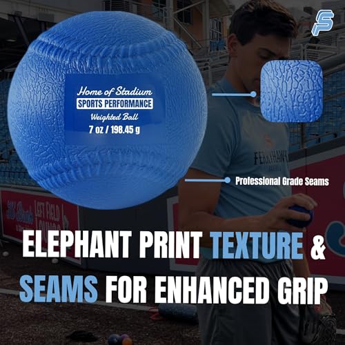 Set of 6 Weighted Balls with Seams & Free Throwing Program | Throwing Arm Strength & Velocity Training | 3.5oz, 5oz, 7oz, 14oz, 21oz, 32oz | Carry Bag Included