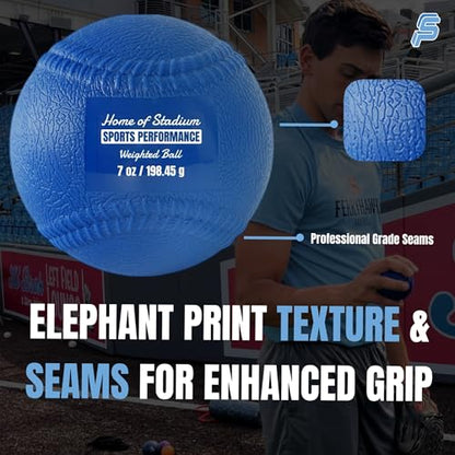 Set of 6 Weighted Balls with Seams & Free Throwing Program | Throwing Arm Strength & Velocity Training | 3.5oz, 5oz, 7oz, 14oz, 21oz, 32oz | Carry Bag Included