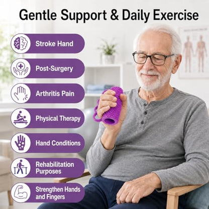 Hand Exercise Grip Ball for Grip Strength Training, 4-Finger Squeeze Ball, Textured Silicone Finger Exerciser for Stroke Hand Exercise, Arthritis and Carpal Tunnel Routines and Stress Relief