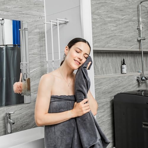 JML Microfiber Bath Towel Set with Hanging Loop, Grey, 30" x 60", 6 Pack | Large, Soft, Absorbent, Fast Drying, Lint Free, Fade Resistant, No Pilling, Lightweight, Compact - color: Grey, size: 6 Pack-30" x 60"