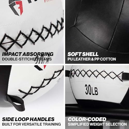 Titan Fitness Soft Leather Medicine Wall Ball Durable, Endurance, Cardio, Core Strength - size: 30 lb