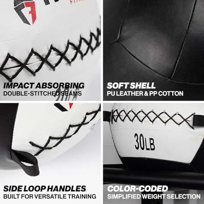Titan Fitness Soft Leather Medicine Wall Ball Durable, Endurance, Cardio, Core Strength - size: 30 lb