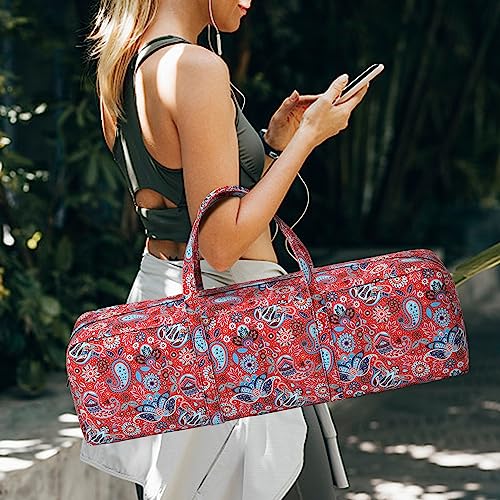 | Yoga Mat Bag | Large Yoga Mat Carrier with Wet Pocket | Yoga Gifts | Gym Tote Bag for Women - color: Red
