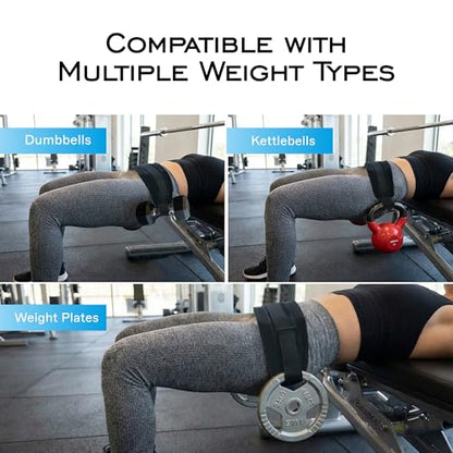 Hip Thrust Belt for Weights - Dumbbell Glute Bridge Exercise Strap Belt - Hipthrust Adjustable Weight Holder Straps for Dumbbells Kettlebells Plates - Home Gym Hip Exercise Workout Trainer