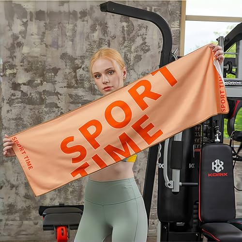 Quick Dry Cooling Towel - Fast Drying Ultra Soft Workout Sweat Towels - Cool Towel Essential for Yoga, Gym, Sports,Running and Beach (Orange)