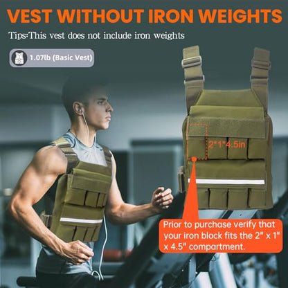 Weighted Vest for Men Women, Adjustable Tactical Weight Vests for Rucking Walking Running Crossfit Strength Training (Without Weight Blocks)