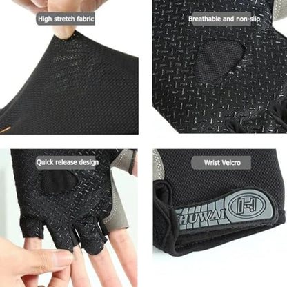 Cycling Gloves Workout Half Finger Sports Fingerless Gloves Full Palm Protection Anti Slip Gym Fitness Outdoor Bicycling Motorcycle Training Weight Lifting for Men Women - size: Small