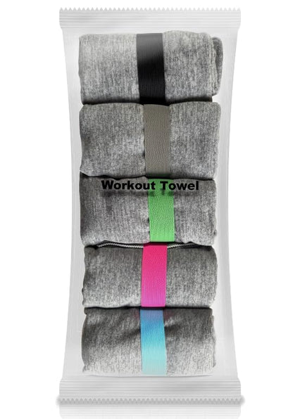 Gym Towel Pack (5) - Microfiber Workout Towels, Quick Dry, Odor Resistant, Lightweight & Compact for Gym, Yoga, Running.