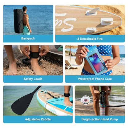YUSING Inflatable Stand Up Paddle Board, Non-Slip Deck SUP Paddle Board with SUP Accessories & Backpack, Portable Standing Boat for Youth & Adult