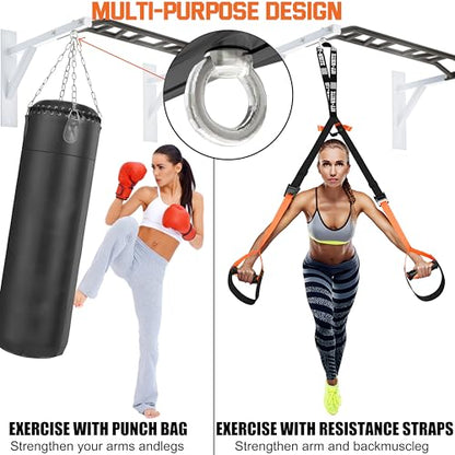 Upgrade Pull Up Bar Wall Mounted,Heavy Duty Multi Grip Chin Up Bar for Strength Training, 600 lbs Capacity, Durable Steel Construction, Perfect for Home and Garage Workouts - color: White and Black