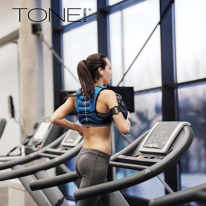 TONE Fitness 8LB Weighted Vest – Women’s & Men’s Workout Vest with Phone Pouch, Reflective Strips & Adjustable Fit for Walking, Running, Cardio & Strength Training | Gray/Blue - color: Gray