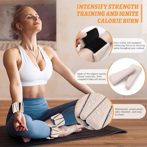 Ankle Weights Set of 2 (1 lb/2 lb/3 lb Each) Adjustable Wrist Weights for Women Men Wearable Arm Leg Weight for Pilates, Running, Walking, Workout, Yoga