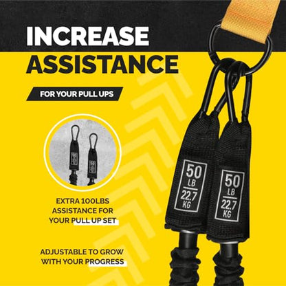 Pull Up Assistance Bands - 4 Heavy Duty Pull Up Bands with Adjustable Strap and Foot Rest - Stackable Pull Up Assist Band Set for Pull Up Bar - Resistance Bands for Pull Ups Chin Ups Strength Training - color: Black (Standard)
